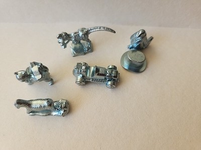 Monopoly Cheaters Edition 6 Replacement Metal Tokens Pieces Dinosaur Penguin Etc