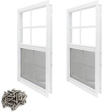 Heavy Duty Aluminum Shed Windows with Tempered Glass - 2 Pack for Versatile Use