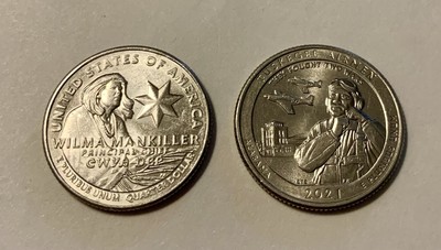 2 Collectible U.S. Quarters: 2022 D Wilma Mankiller Chief & 2021 Tuskegee Airmen