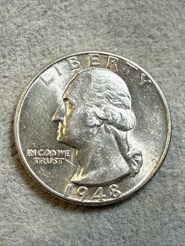 1948 25C Washington Silver Quarter AU Almost Uncirculated Nice Coin 7924