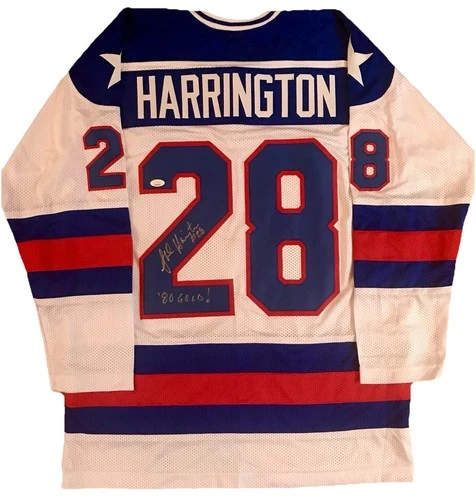 JOHN HARRINGTON AUTOGRAPHED 1980 USA OLYMPIC ICE HOCKEY JERSEY JSA AUTHENTICATED