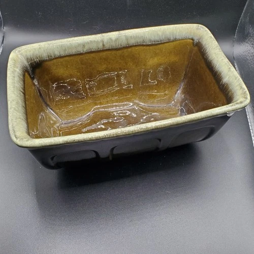 VTG Hull USA F469 Drip Glaze Rectangular Planter Brown Green Pottery 1960s