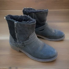 EMU Australia Roadside Womens 9 Waterproof Black Leather Wool Lining biker Boots