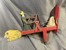 Antique Wooden Whirligig w/ Unusual Folk Art Face Tailpiece