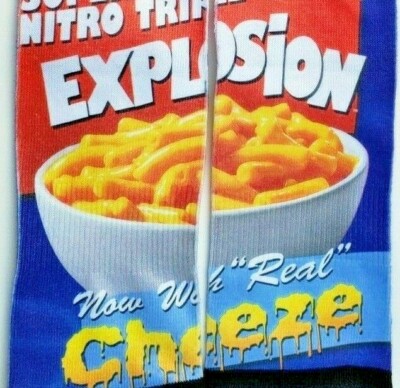 NEW! Odd Sox Mac N Cheese Chee-Z Cheeze Men's Crew Socks Size 6-13 Cute Fun Gift