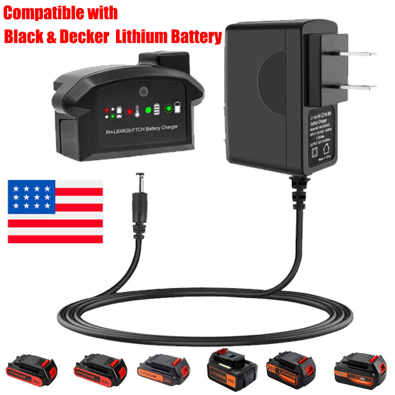 LCS1620 20V Lithium Battery Charger for Black & Decker LBXR20 LBXR20 US Compatible