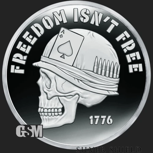 2024 1OZ FREEDOM ISN'T FREE PROOF - Silver Shield "IN-HAND" Collector Round 1776