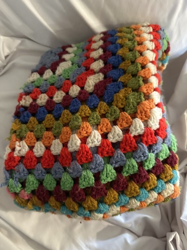 Vintage Afghan Handmade Crocheted Throw 45x45 Multicolor - Picture 9 of 9