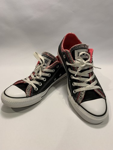 Converse All Star Damen Doppelzunge schwarz/pink Canvas geometrischer Besatz Gr. W 9 - Bild 1 von 9