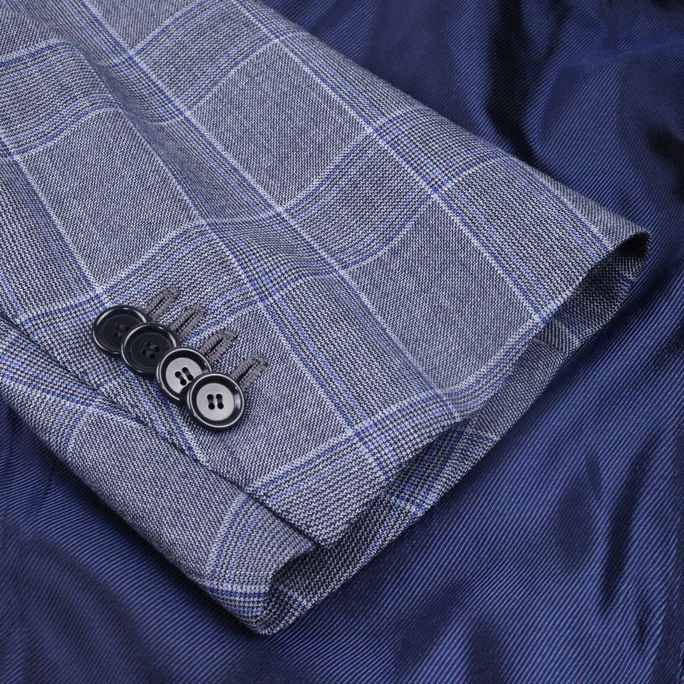 NEW Custom Cesare Attolini Graphite/Cobalt Wool-Cashmere F Front Men's Suit 44R - Image 3 of 4