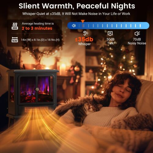 BLITZHOME 18'' Electric Fireplace Space Heater Indoor Freestanding 750/1500W NIB - Picture 5 of 8