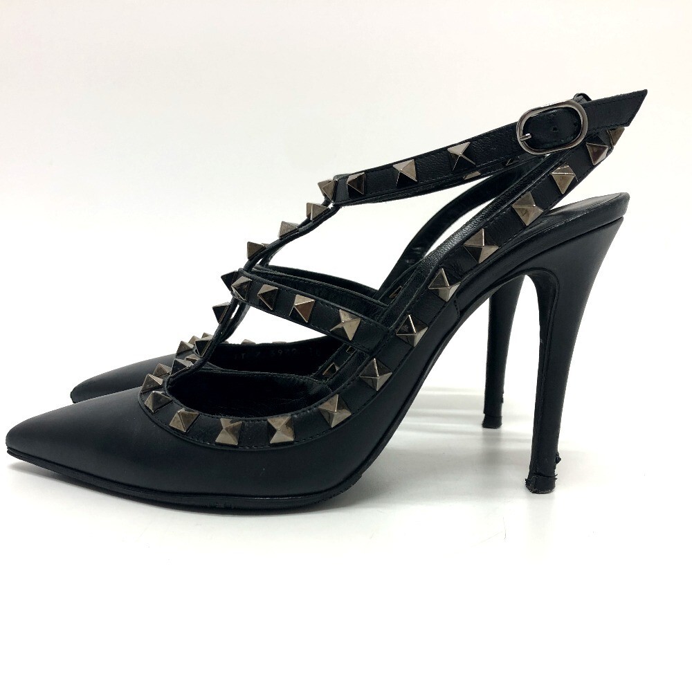 【即日発送】VALENTINO ブラックスタッズハイヒール 即日発送】VALENTINO ブラックスタッズハイヒール 靴