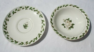 Hall China Mary Dunbar Saucer Dish Cameo Rose Dessert Berry Dish Vintage