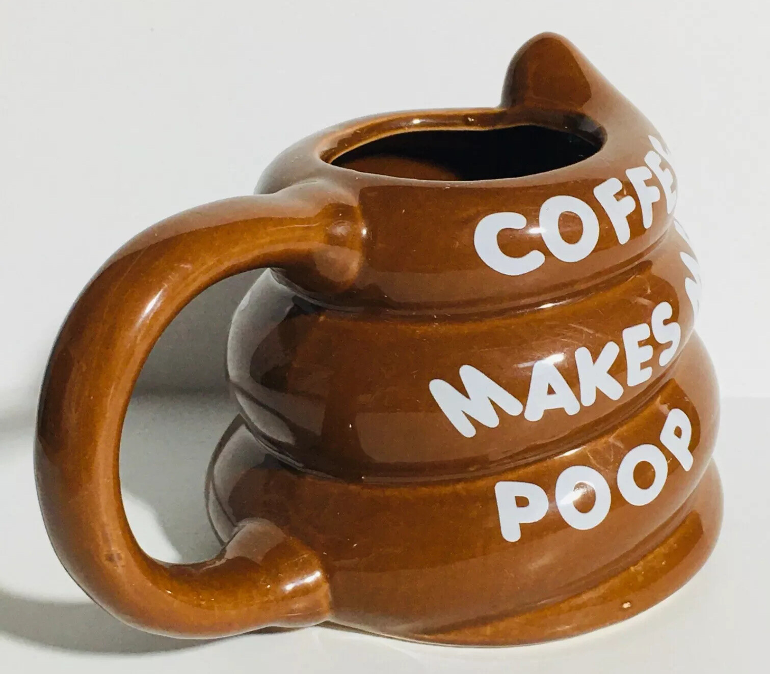 COFFEE MAKES ME POOP cup mug shaped like poop Novelty Prank Gift. Funny