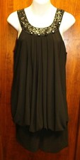 b smart Black Formal Cocktail Embellished Blouson Dress 9/10