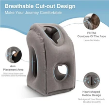 NEW Inflatable Comfy Travel Pillow Airplane Train Car Home Neck Shoulder Support