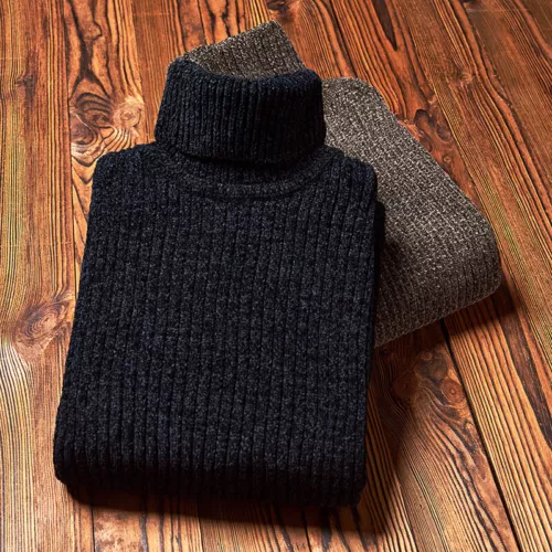 Suéter Otoño/Invierno Delgado Cuello Alto Color Sólido Pullover Hombres Tejido Asiático talla - Imagen 9 de 16