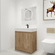 30" Freestanding Bathroom Vanity Cabinet W/Basin Sink +2 Doors Adjustable Shelf