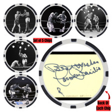 CARMEN BASILIO - BOXING HALL OF FAME - SET OF 5 POKER CHIPS - *SIGNED/AUTO*
