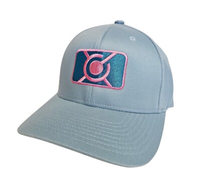Central Clothing Company Logo Flexfit Hat, Miami Blue & Pink, Choose S/M or L/XL