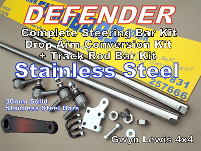 Defender Drop Arm Umbau Lenkarm Kit + Spurstange Bar EDELSTAHL