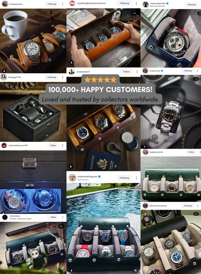 Estuche de viaje de cuero con rollo de reloj para hombre Estuche de reloj de viaje (VARIACIONES) Foto 3 de 4