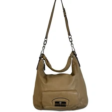 Coach Kristin Leather Hobo Shoulder Bag Purse Crossbody 14769 Tan Taupe Large