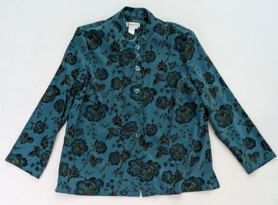 Chaqueta para mujer Coldwater Creek talla 18 verde estampado floral ligera Foto 2 de 4