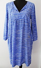 GAP women's Stella blue stripe shift dress S small pockets 3/4 sleeve Y neckline