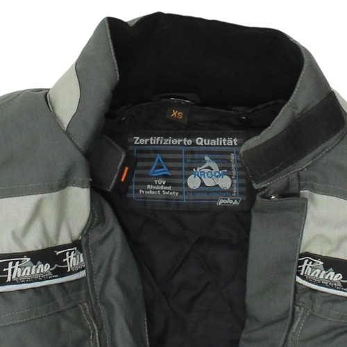 Chaqueta de motocicleta Tharao gris de nailon para hombre | Equipo de motociclista de protección vintage de colección - Imagen 3 de 3