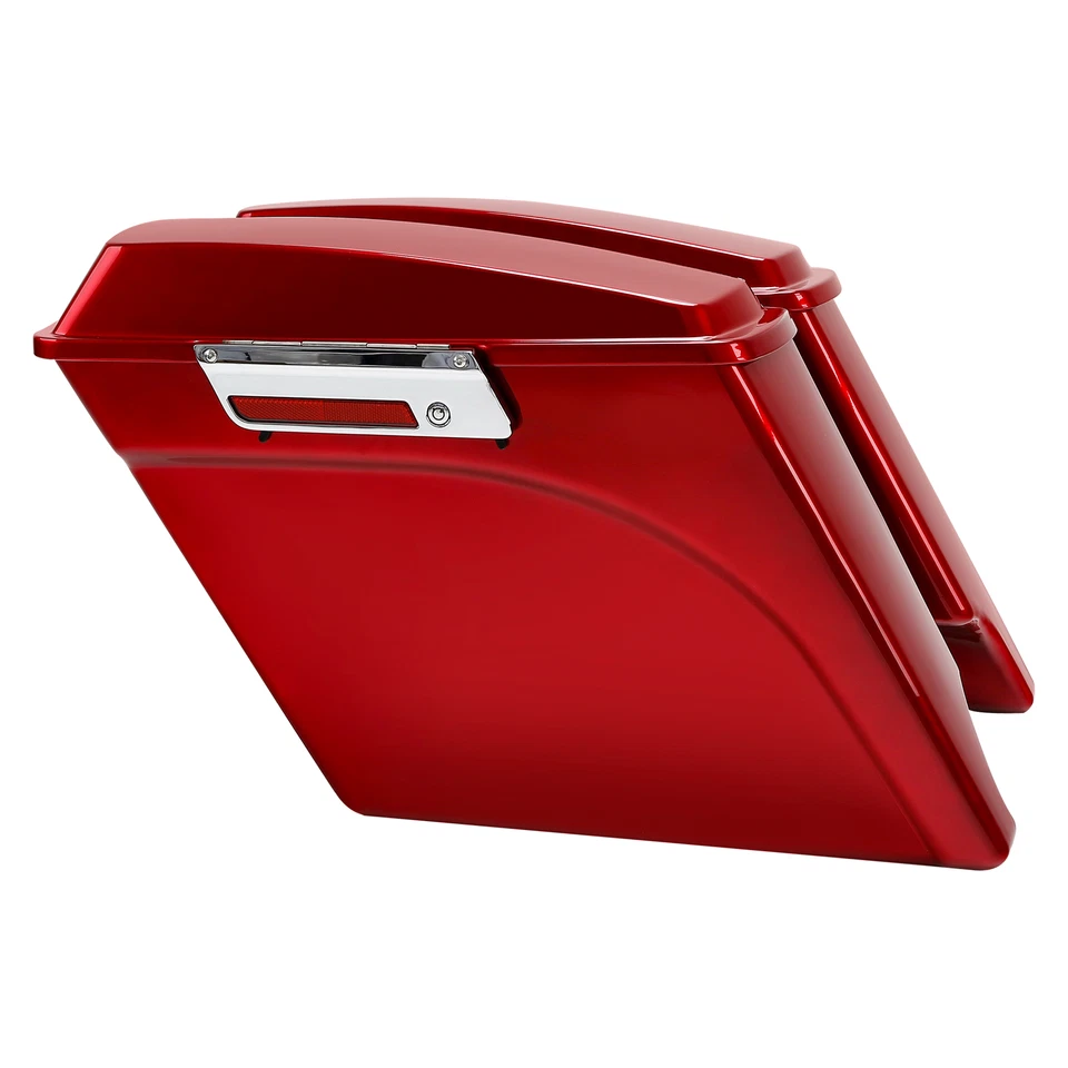 Red Stretched 5" Hard Saddlebag &Bracket For Harley Softail Fatboy Bad Boy 84-17 - Image 2 of 4