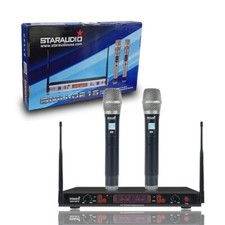 2CH Handheld Wireless Microphone System UHF Karaoke Studio Mic Audio Party Mics
