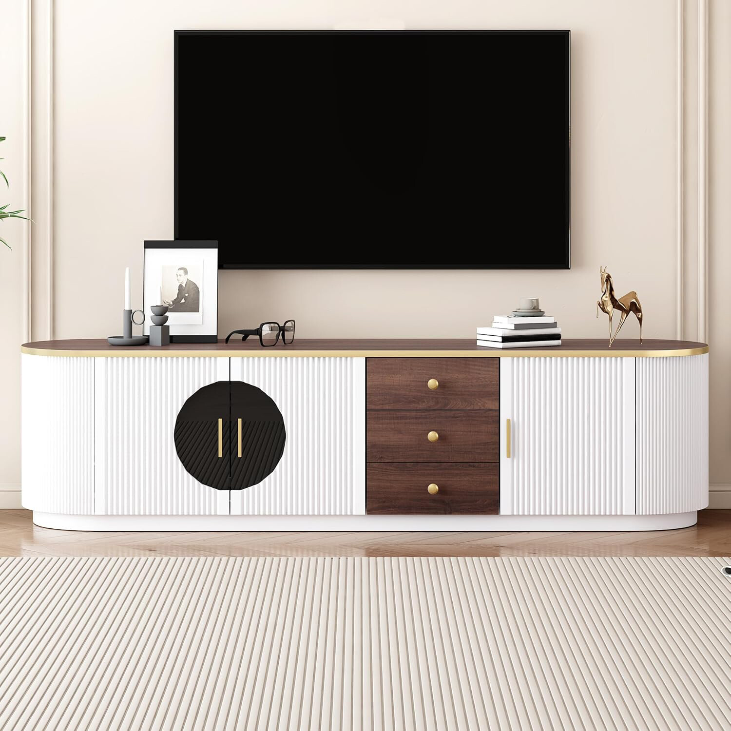 For Tvs Up To 75", Entertainment Center With 3 Drawers & 2 C