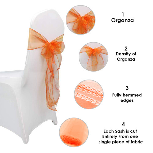 Silla de organza de boda fajas ancho lazo completo para decoración de fiesta 1x-100x - Imagen 155 de 391