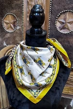 Wild Rag Scarf Yellow With Horses And Paisley Design