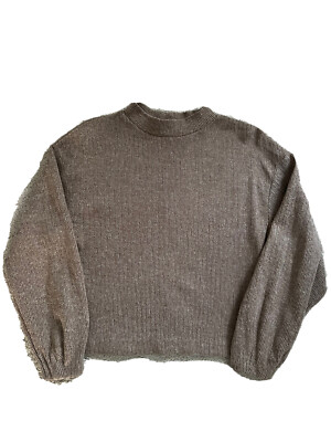womens zara brown jumper Top High Neck XS UK