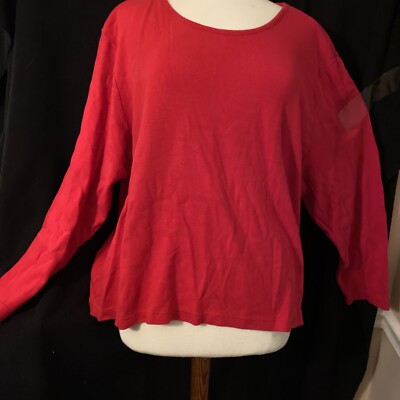 Red Stag Women's Plus Size 26/28 Long Sleeve Crew Neck T-Shirt Red