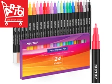 24 Acrylic Paint Pens-Set Premium Markers Extra Fine Tip For Wood Glass Metal Pa