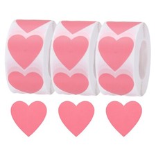 3 Roll 1500 Pcs Pink Heart Stickers 1 Inch Cute Heart Shaped Sticker Labels