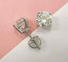 2Ct Round Cut Lab Created Diamond Solitaire Stud Earrings 14K White Gold Plated
