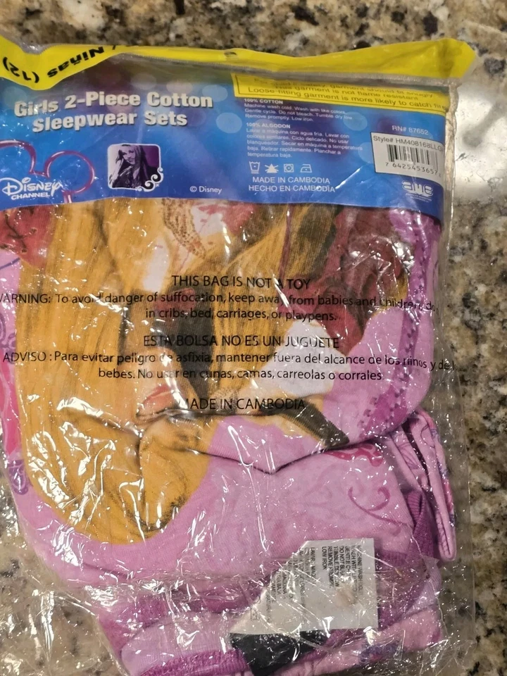 Pijama Disney Hannah Montana Dormir Niñas Talla 12 Miley Cyrus 100% Algodón NUEVO Foto 3 de 4