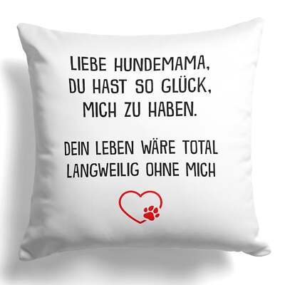 Hundemama Geschenk Frauchen Hund Kissen Deko Frauen Hundeliebe Couch Welpe