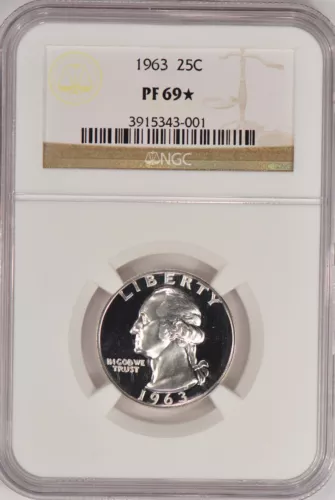 1963 Washington Quarter Proof NGC PF 69 STAR PR69* Frosty Coin 25C