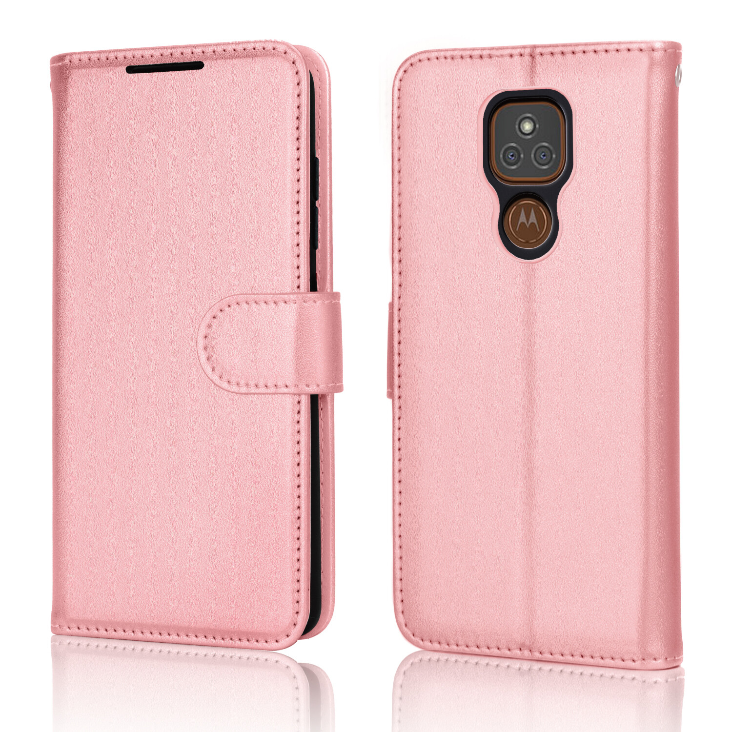 Custodia Portafoglio In Pelle Per Motorola Moto E7 Plus - Cover Con Slot Carte, Supporto Integrato E Chiusura Magnetica, Nero