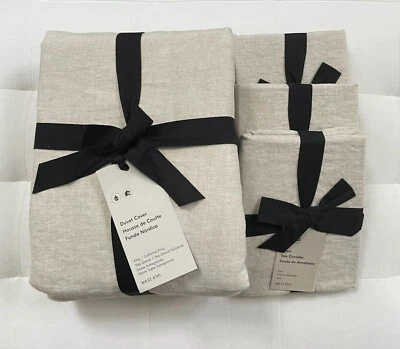 West Elm 4pc EUROPEAN FLAX LINEN Duvet King/California & 3 Euro Shams Flax NWT
