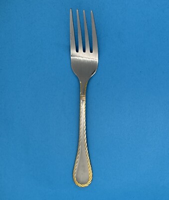 CAMBRIDGE CARLYLE GOLD ACCENT GLOSSY STAINLESS FLATWARE ROPE EDGE BANDS - CHOICE