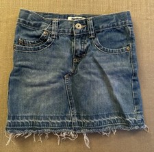 VINTAGE OshKosh B  Gosh Girls Size 6 Pink Embroidered Denim Blue Skirt Short