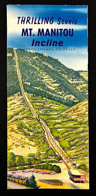 1950s Mount Manitou Springs CO Incline Colorado Pikes Peak Vtg Travel Brochure