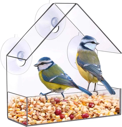 Clear Window Bird Feeder with Strong Suction Cups Wild Bird Feeder Bird Watching - Picture 10 of 15