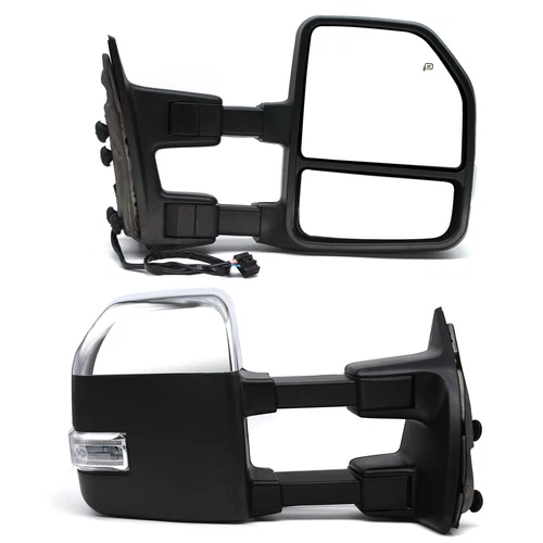 Upgrade Tow Mirrors For 2008-16 Ford F250 Super Duty Power Heated Signal Chrome